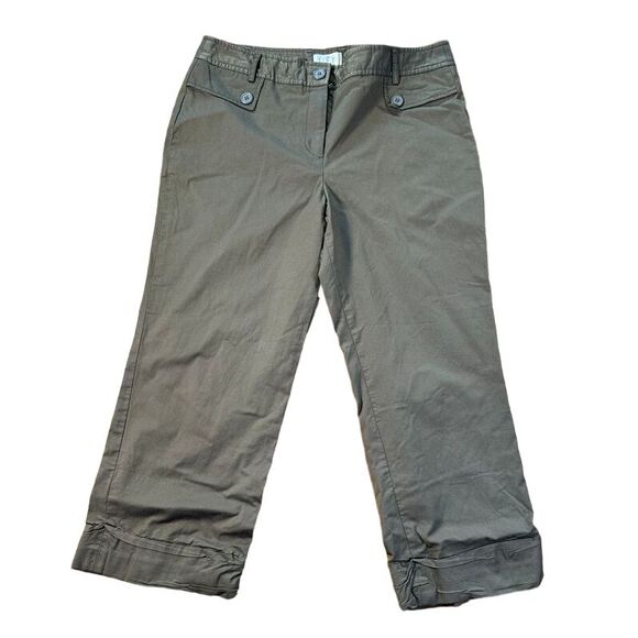 Ann Taylor LOFT Olive Green Cropped Casual Pants Size 12 - Picture 1 of 5